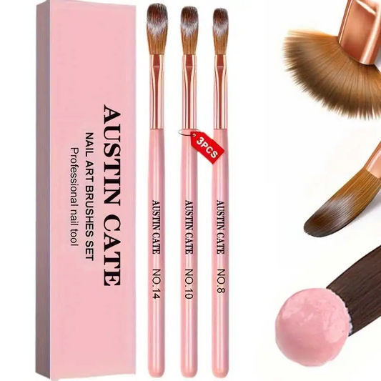 3 pinceaux à ongles en acrylique #8/10/14, pinceaux professionnels pour extensions de poudre acrylique